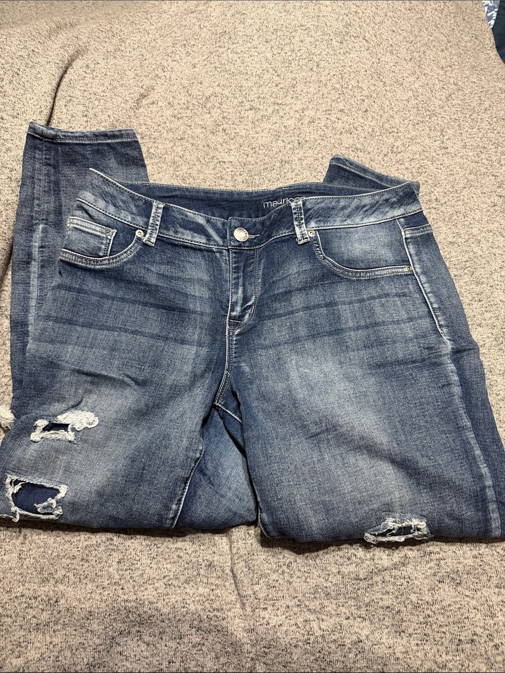 Maurices Women's Blue Distressed Boyfriend Jeans